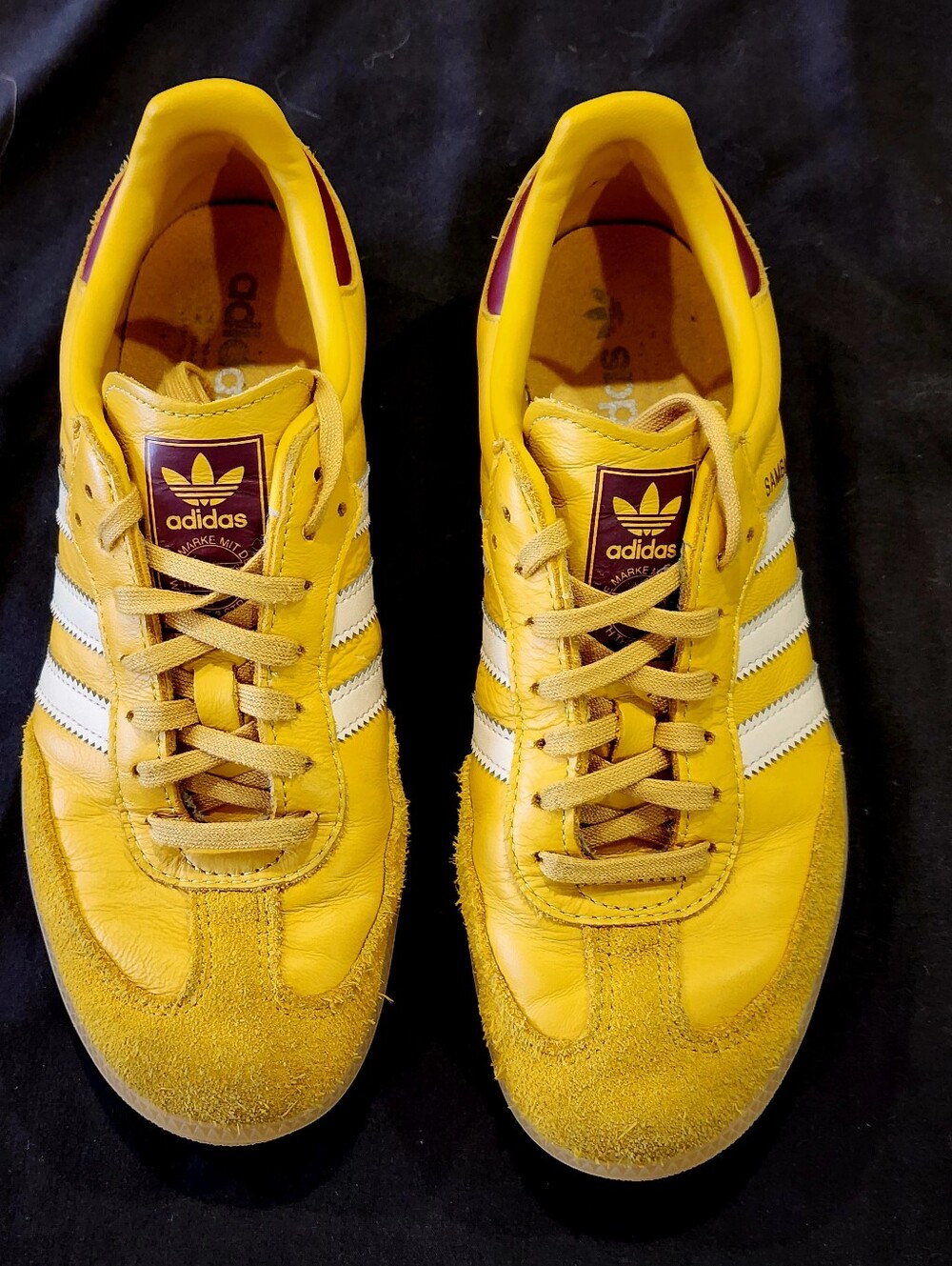 ADIDAS | Samba OG J | Preloved Yellow-Crystal Sand-Shadow Red | Size 6.5 Mens - Picture 10 of 13